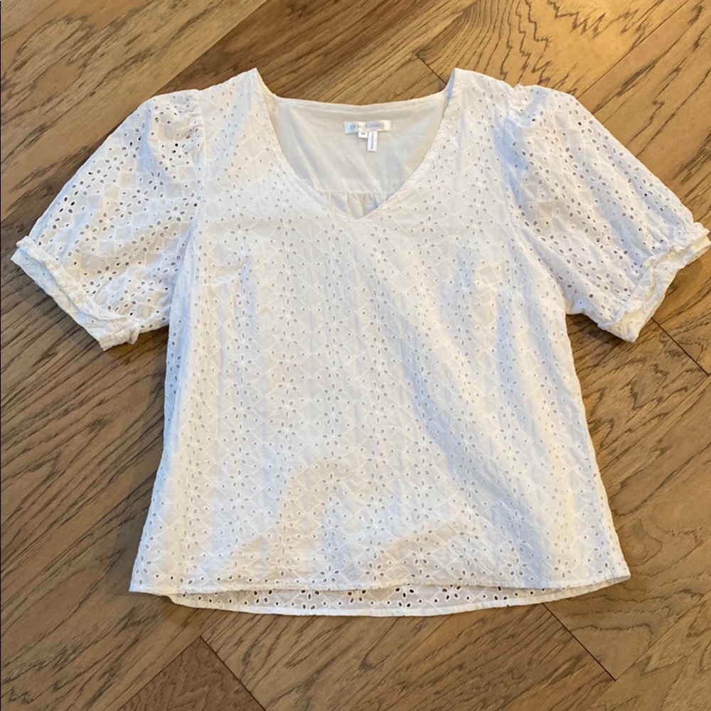 Draper James White Eyelet Cotton Top